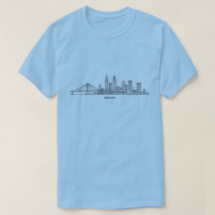 Camiseta Arte Detalhada da Linha Skyline em Boston   Landma