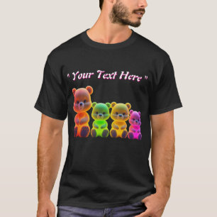 Camiseta Arte Digital da Família Neon Bear