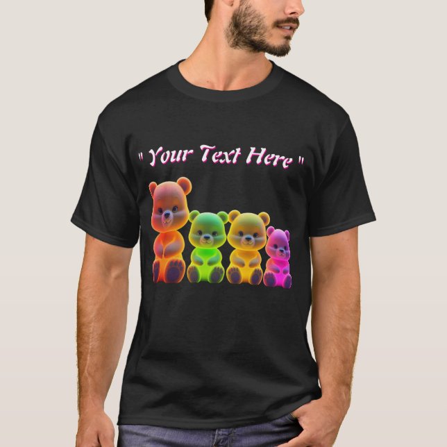 Camiseta Arte Digital da Família Neon Bear (Frente)