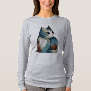 Camiseta Arte Digital de Gato Colorida