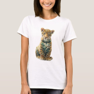 Camiseta Arte Digital de Retrato do Filhote de Onça-pintada