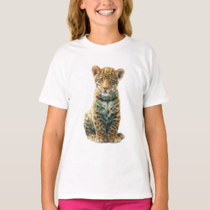 Camiseta Arte Digital de Retrato do Filhote de Onça-pintada