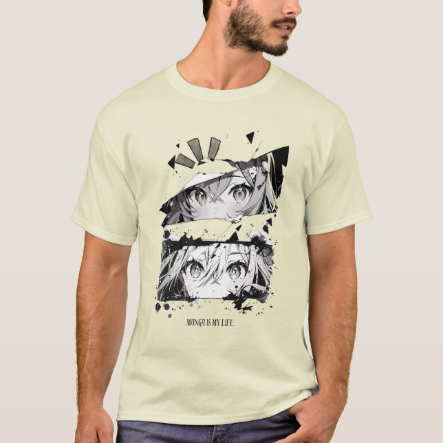 Camiseta Arte Dinâmica de Manga - Design de Olhos Expressiv (Frente)