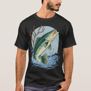 Camiseta Arte Dinâmica de Pesca de Robalo - Robalo-Labios-L