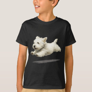 Camiseta Arte Divertida de Cachorro Correndo Fofo e Retro C