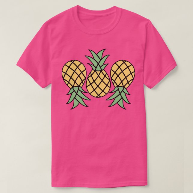 Camiseta Arte do abacaxi de cabeça para baixo (Frente do Design)