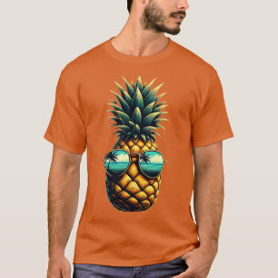 Camiseta Arte do Abacaxi no Havaí com óculos Sunglass TShir
