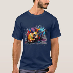 Camiseta Arte do Amante de Música de Guitarra Abstrata Artí