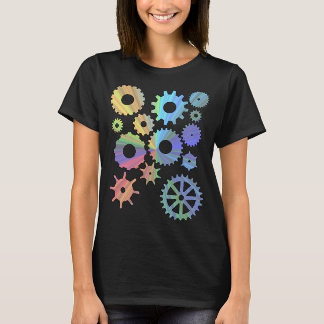 Camiseta Arte do arco-íris steampunk metal (Frente)