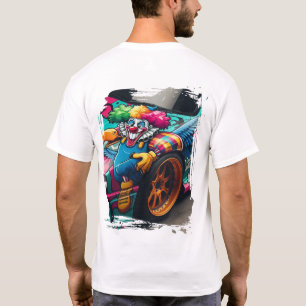 Camiseta Arte do Carro Drift do Palhaço Série Chaos do Stre