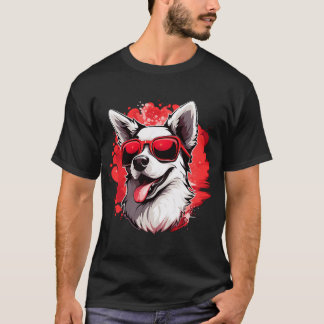 Camiseta Arte do Cool Dog Club de um Cachorro Branco Fofo