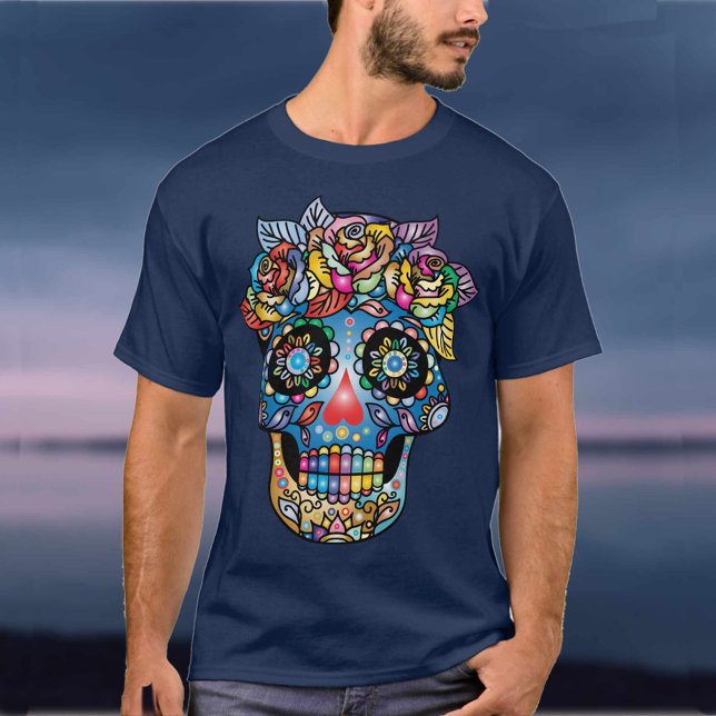 Camiseta Arte do Crânio do Açúcar, Dia dos Mortos (Criador carregado)