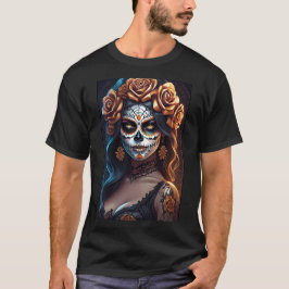 Camiseta Arte do Crânio do Açúcar - Expressões Coloridas