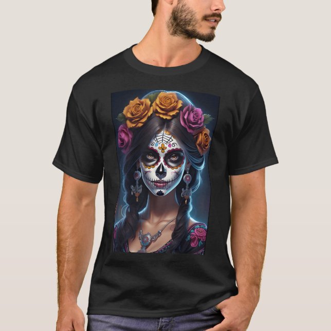 Camiseta Arte do Crânio do Açúcar - Legitimidade Floral (Frente)