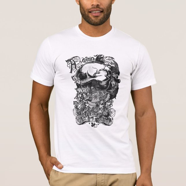 Camiseta Arte do crânio gótico - Camisa-T (Frente)