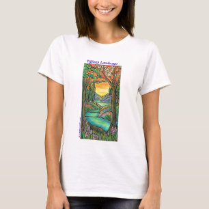 Camiseta ARTE do design do vitral da paisagem de Tiffany!