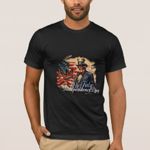 Camiseta Arte do Dia da Independência do Tio Sam Sem Reis