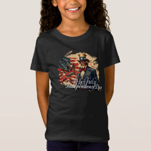 Camiseta Arte do Dia da Independência do Tio Sam Sem Reis