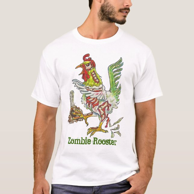 Camiseta Arte do Dia das Bruxas da galinha do galo do zombi (Frente)