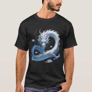 Camiseta Arte do Dragão Azul Estética de Fantasia Mítica