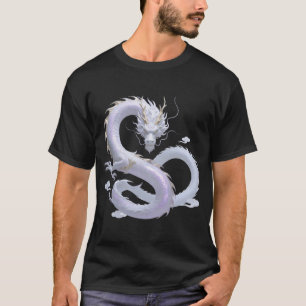 Camiseta Arte do Dragão Branco   Estética de Fantasia Mític