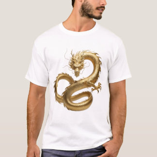 Camiseta Arte do Dragão Chinês Dourado | Fantasia de Criatu