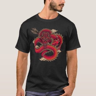 Camiseta Arte do Dragão Vermelho Frio Feroz