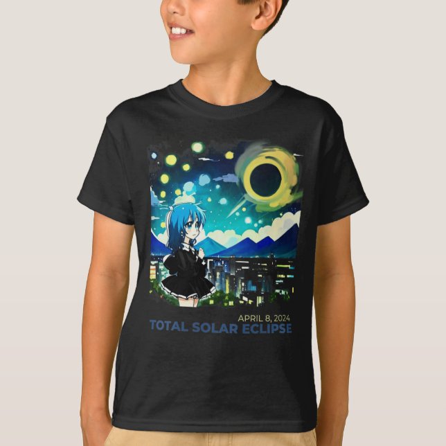 Camiseta Arte do estilo anime Solar Eclipse 2024 (Frente)