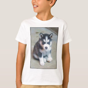 Camiseta Arte do filhote de cachorro do rouco Siberian