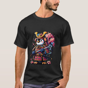 Camiseta Arte do Guerreiro Pengim Samurai Flor de Cerejeira