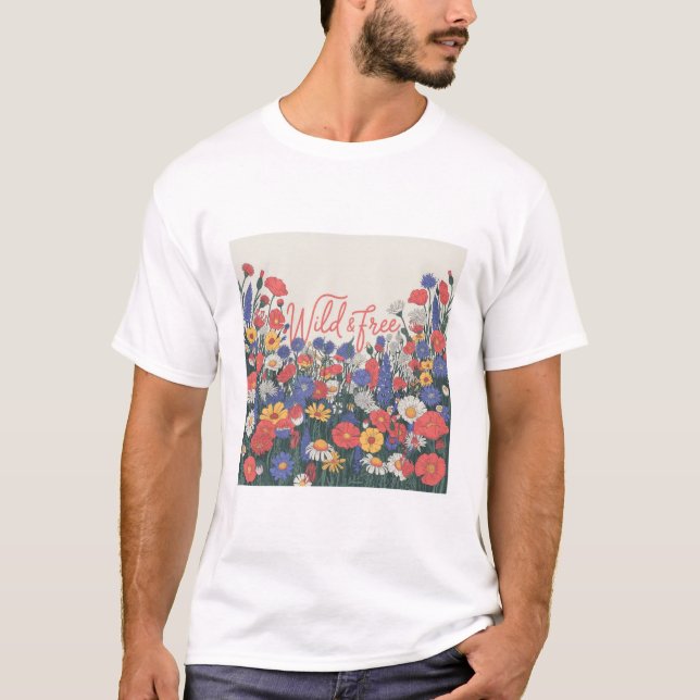 Camiseta Arte do Jardim de Flores Selvagens (Frente)