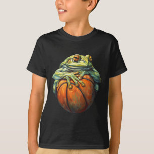 Camiseta Arte do Jogador de Basquete Rã Sketll Desenho Aro