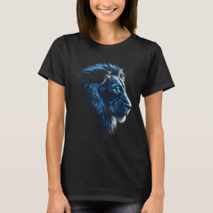 Camiseta Arte do Leão Olhos Azuis Animal do Zoológico Leão