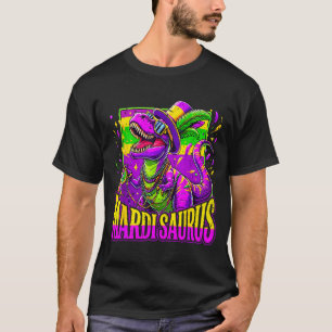 Camiseta Arte do Mardi Grawr Rex Dino Gras