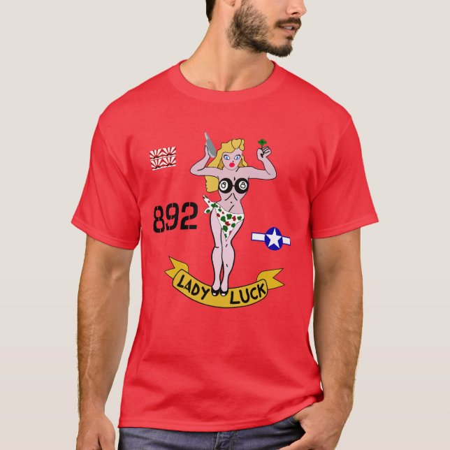 Camiseta Arte do nariz da senhora Sorte WWII (Frente)