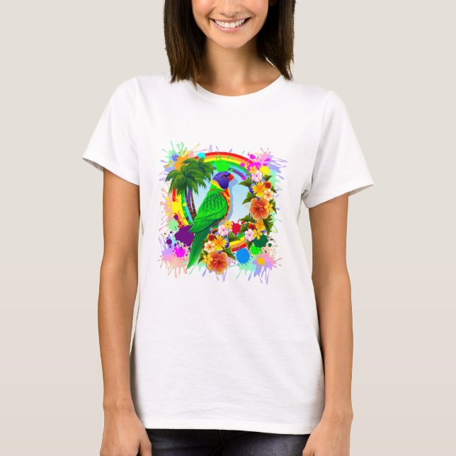 Camiseta Arte do papagaio de Lorikeet do arco-íris (Frente)