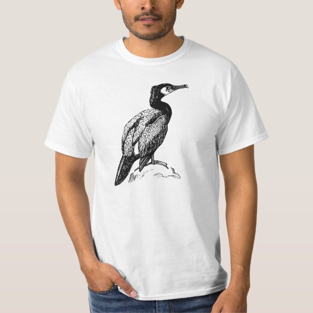 Camiseta Arte do pássaro do Cormorant (Frente)
