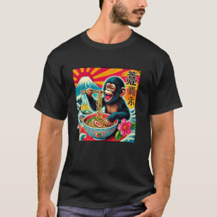 Camiseta Arte do pôr do sol japonês Selo postal Chimpan Mt.