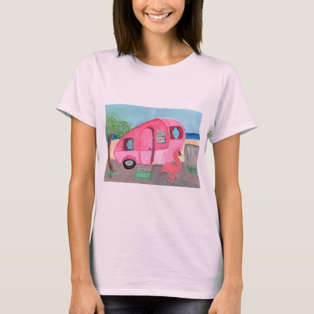 Camiseta Arte do Retro Teardrop Rosa (Frente)