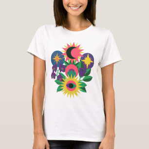 Camiseta Arte do Símbolo Floral Olho Celestial