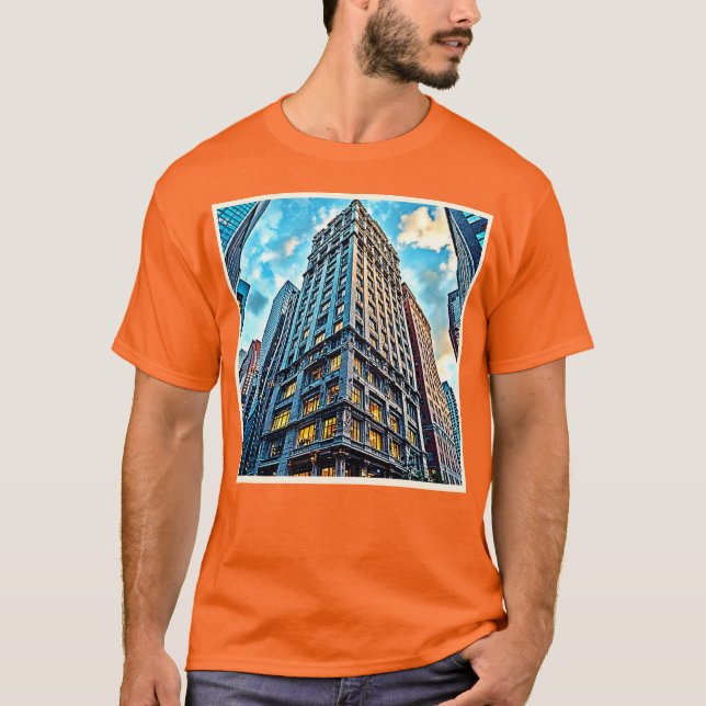 Camiseta Arte do Skyscraper de Cidade (Frente)