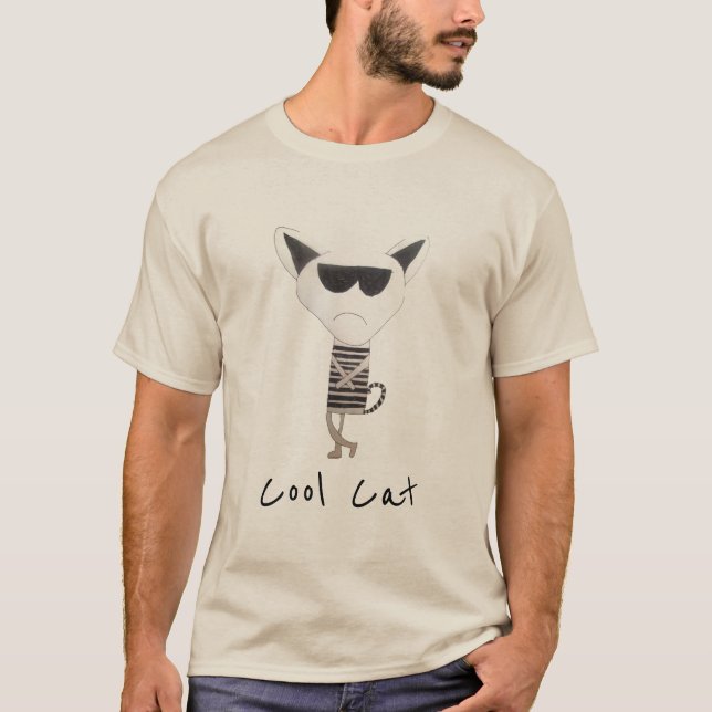 Camiseta Arte do slogan do Cat legal com óculos de sol (Frente)