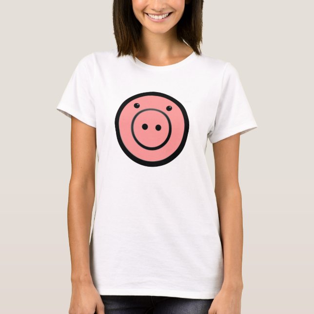 Camiseta Arte do Vetor Suíno Rosa-Rosa-Rosa-Grito-Grito-Gel (Frente)