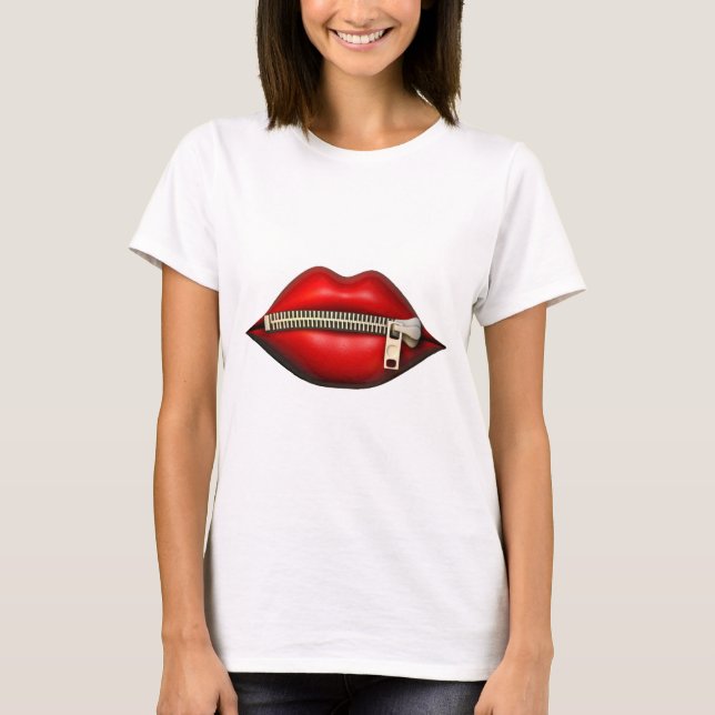 Camiseta Arte do Zipper do bordo do beijo (Frente)