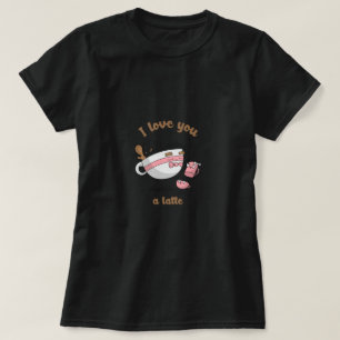 Camiseta Arte Doodle Casal de Café Cartoon Latte Fofo
