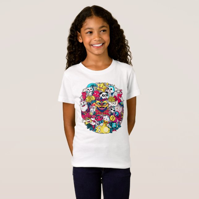 Camiseta Arte Doodle Japonesa (Frente Completa)
