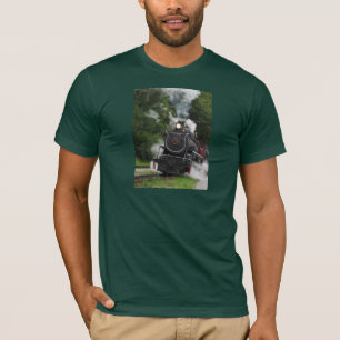 Camiseta arte dos carris do comboio a vapor das estações fe
