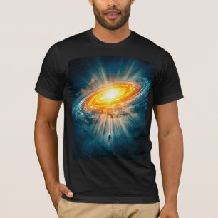 Camiseta Arte Dourada da Galáxia Espacial de Ficção Científ