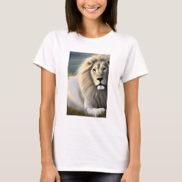 Camiseta Arte Eetérea do Leão Majestoso Branco