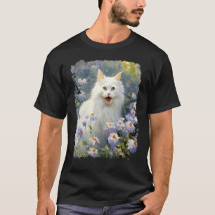Camiseta Arte em Acrílico Gato Branco